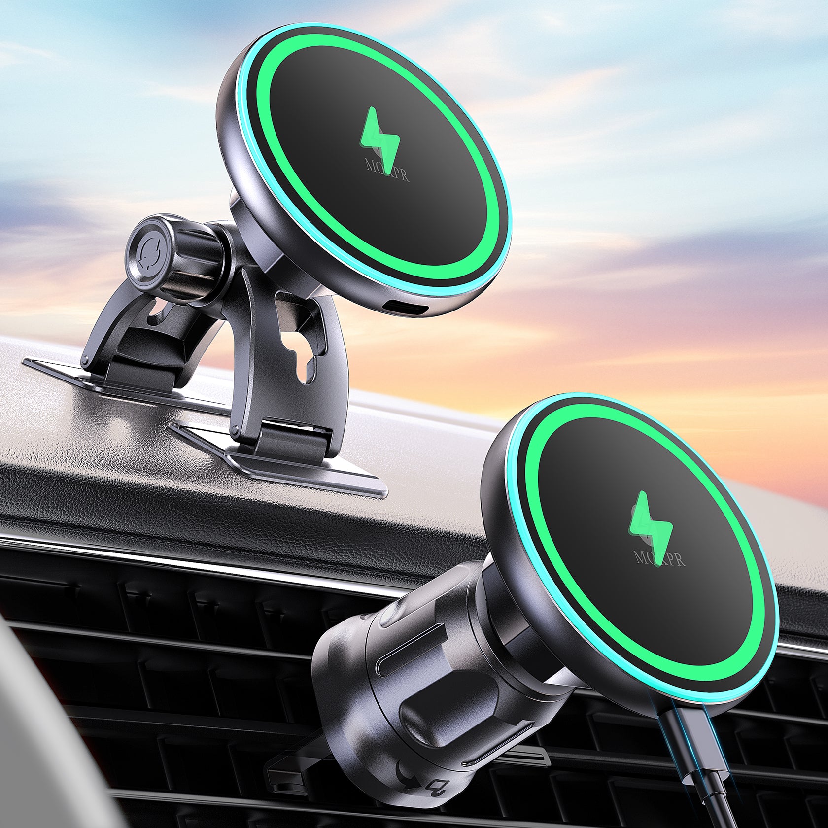 MOKPR MagSafe Car Charger with LED, Compatible with iPhone 12-17