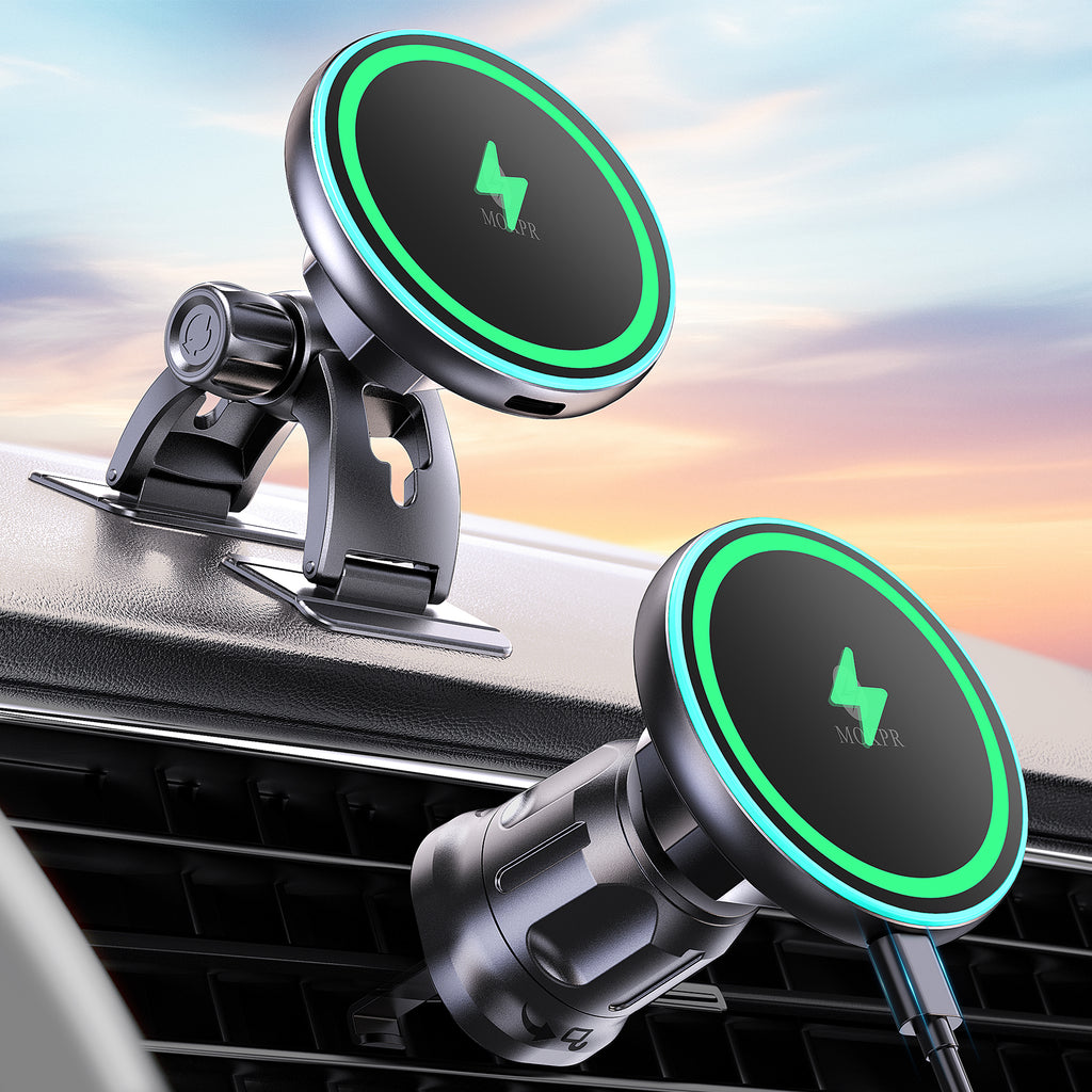 MOKPR MagSafe Car Charger with LED, Compatible with iPhone 12-17