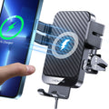 MOKPR 15W Wireless Car Charger, Carbon Fiber Auto-Clamping Mount