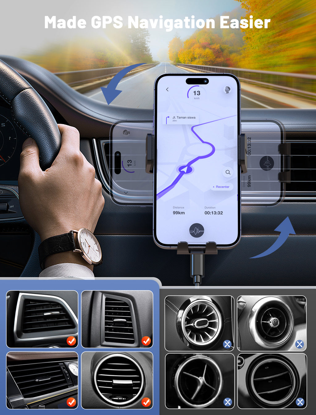MOKPR 15W Wireless Car Charger, Auto-Clamping Air Vent Mount