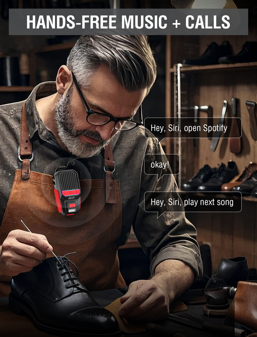 MOKPR Wearable Bluetooth Speaker, Clip-On IPX6 Waterproof
