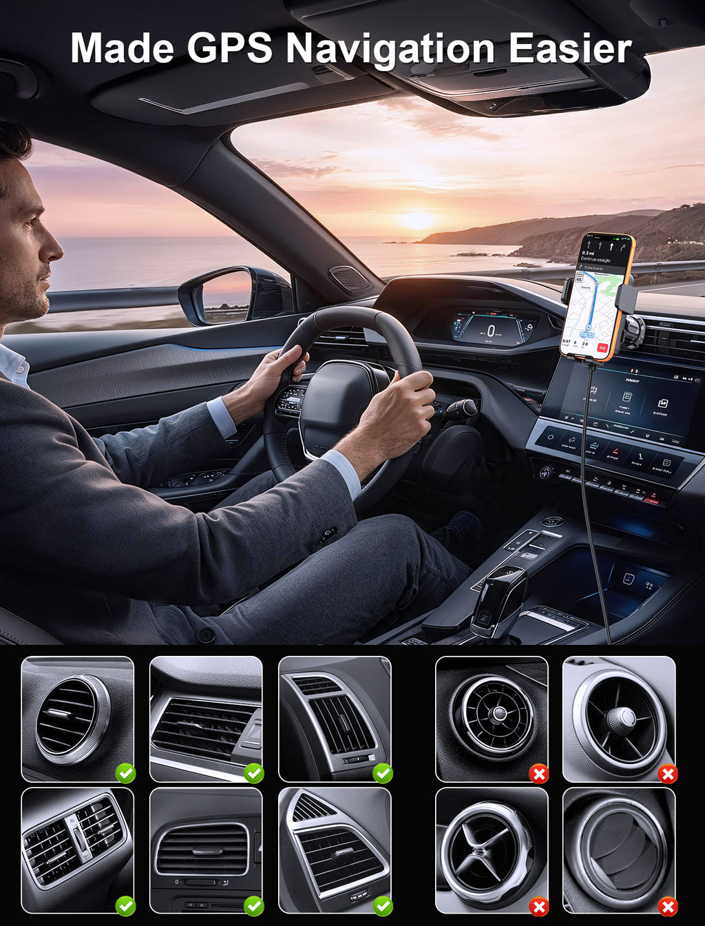 MOKPR 15W Wireless Car Charger, Multi-Mount with Safety Protection