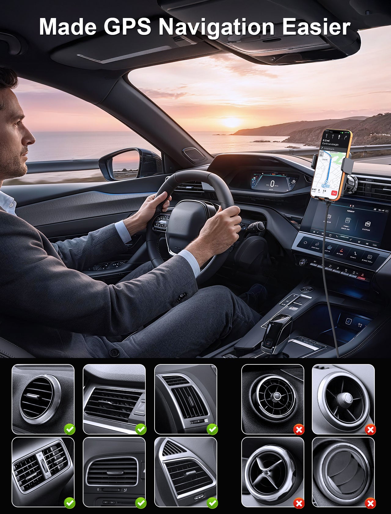 MOKPR 15W Wireless Car Charger, Multi-Mount with Safety Protection