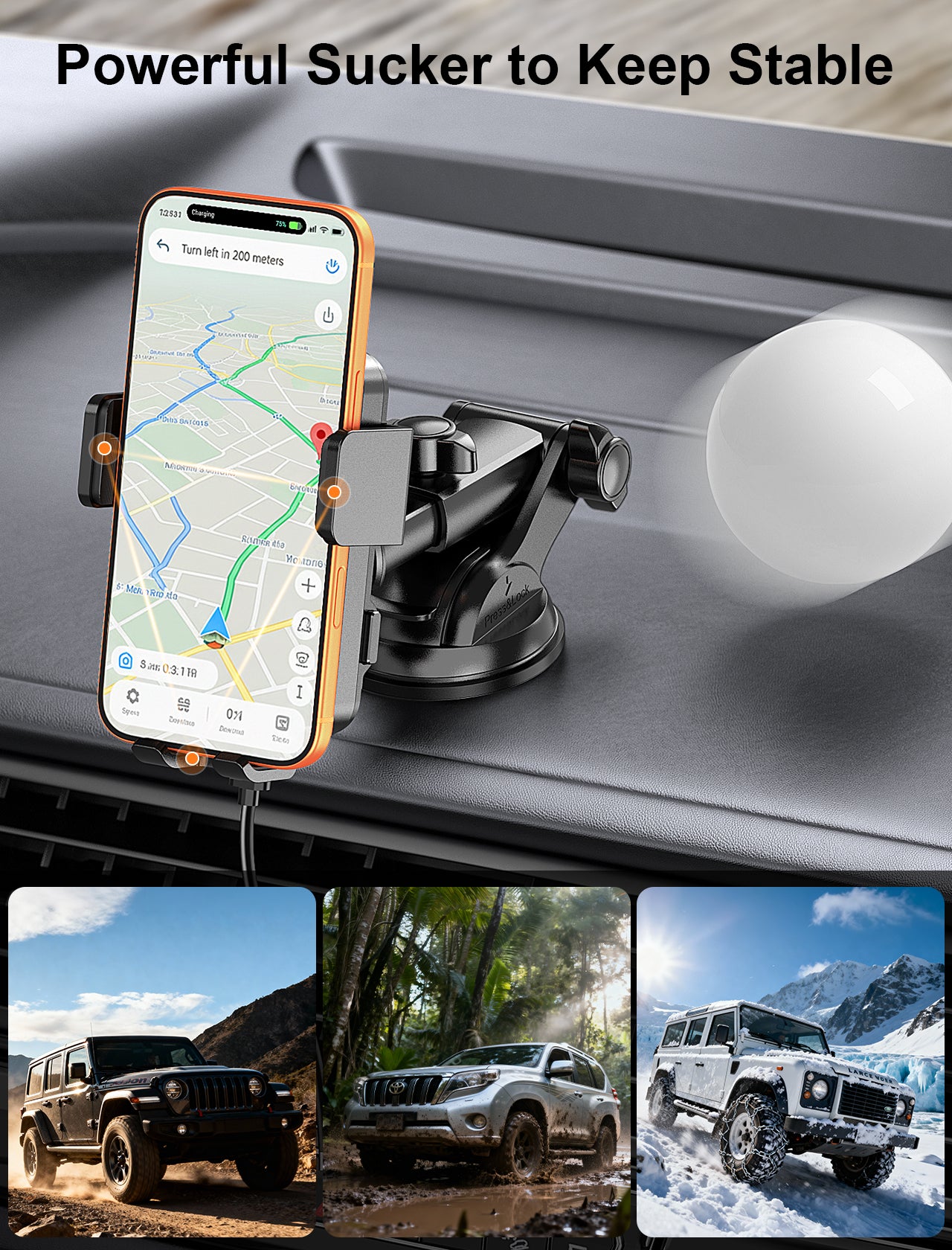 MOKPR 15W Wireless Car Charger, Multi-Mount with Safety Protection
