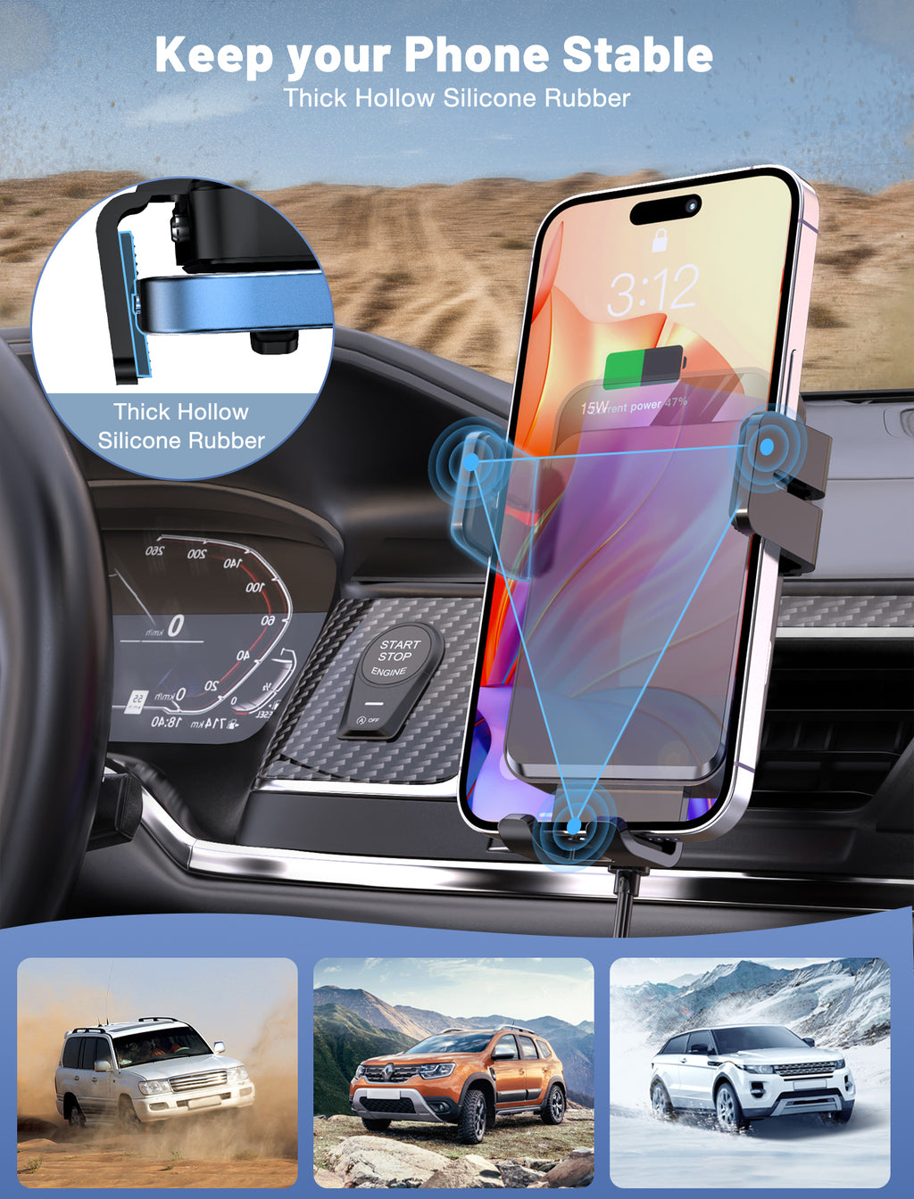 MOKPR 15W Wireless Car Charger, Auto-Clamping Air Vent Mount