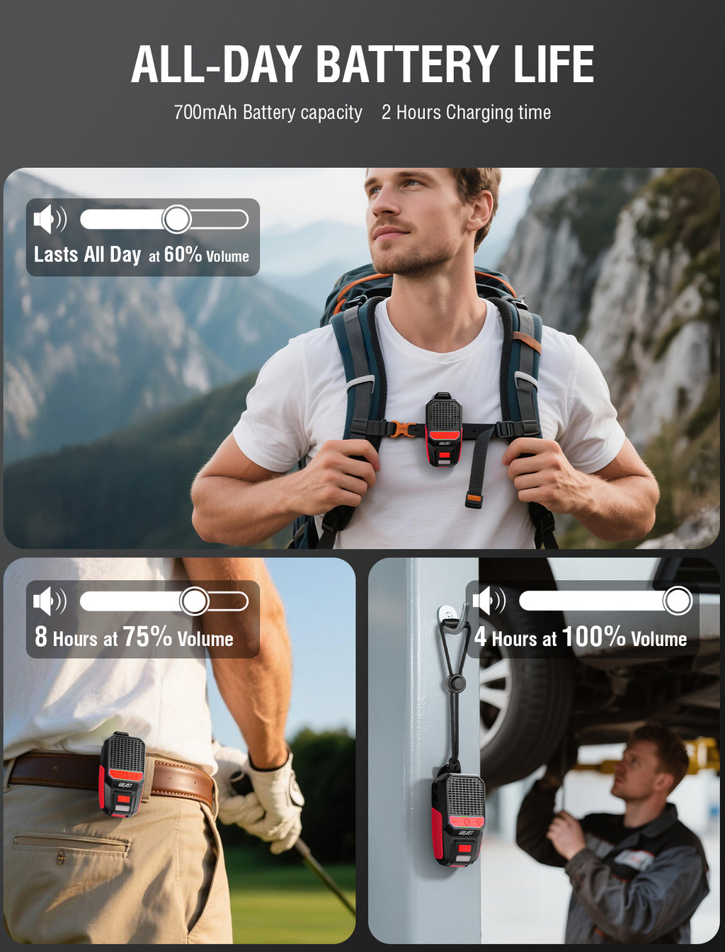 MOKPR Wearable Bluetooth Speaker, Clip-On IPX6 Waterproof